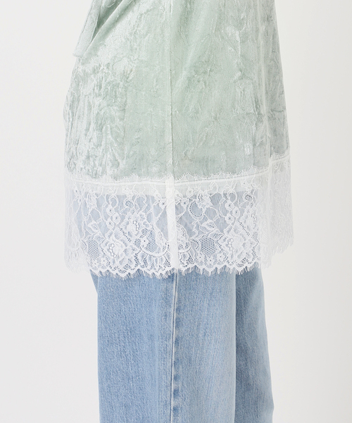 IENA(イエナ)の「《一部店舗限定》シアーベロアレースツキキャミ(シャツ/ブラウス・レディース・グレー/ライトグリーン・FREE)」の8枚目の写真