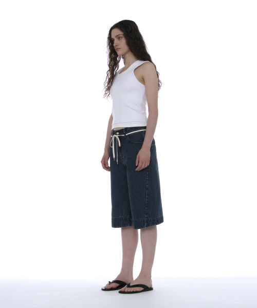 PARTIMENTO WOMEN(パルティメントウィメン)の「ドローストリングバミューダジーンズ_ダークブルー(デニムパンツ・レディース・その他・SMALL/MEDIUM)」の3枚目の写真