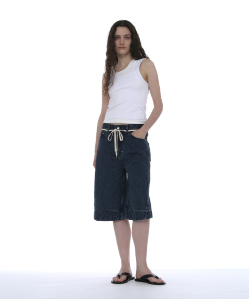 PARTIMENTO WOMEN(パルティメントウィメン)の「ドローストリングバミューダジーンズ_ダークブルー(デニムパンツ・レディース・その他・SMALL/MEDIUM)」の6枚目の写真