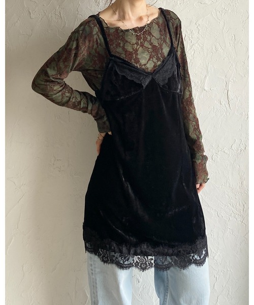 She's Closet（シーズクローゼット）の「ボートネック 花柄 ベロアフロッキー ジャガード シアートップス（Tシャツ/カットソー・レディース・グリーン/ボルドー・FREE）」の22枚目の写真