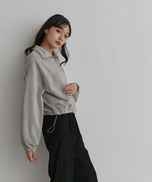 ad thie（アドティエ）の「フリース ハーフジップ プルオーバー（スウェット・レディース・チャコール/ピンク/ブラウン/ベージュ/ライトグレー・LARGE/MEDIUM）」の8枚目の写真
