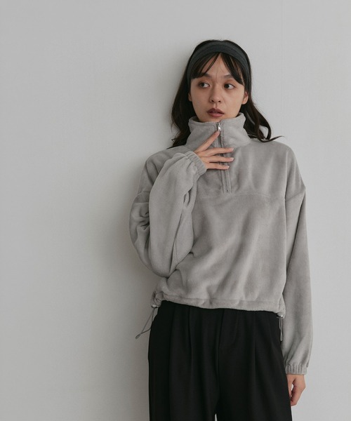ad thie（アドティエ）の「フリース ハーフジップ プルオーバー（スウェット・レディース・チャコール/ピンク/ブラウン/ベージュ/ライトグレー・LARGE/MEDIUM）」の10枚目の写真
