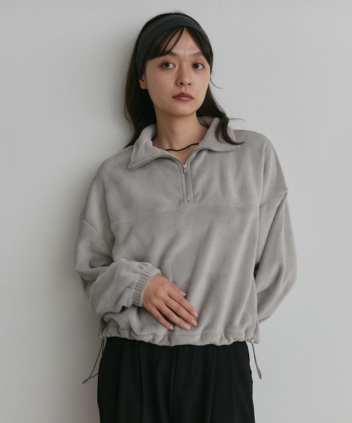ad thie（アドティエ）の「フリース ハーフジップ プルオーバー（スウェット・レディース・チャコール/ピンク/ブラウン/ベージュ/ライトグレー・LARGE/MEDIUM）」の12枚目の写真