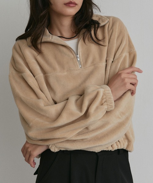 ad thie（アドティエ）の「フリース ハーフジップ プルオーバー（スウェット・レディース・チャコール/ピンク/ブラウン/ベージュ/ライトグレー・LARGE/MEDIUM）」の18枚目の写真