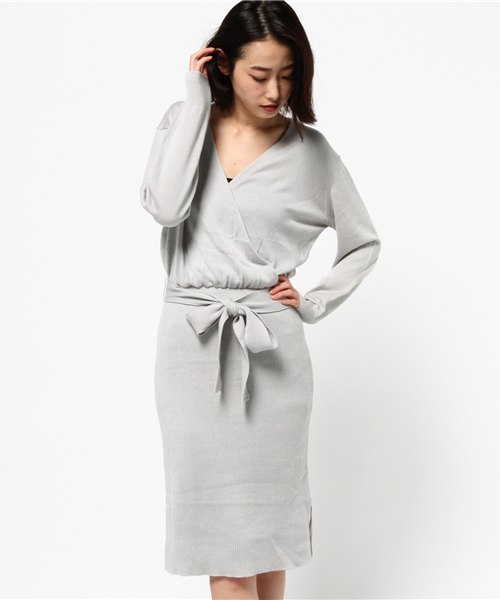Mercuryduo マーキュリーデュオ の カシュクール前結びニットワンピース ワンピース Wear