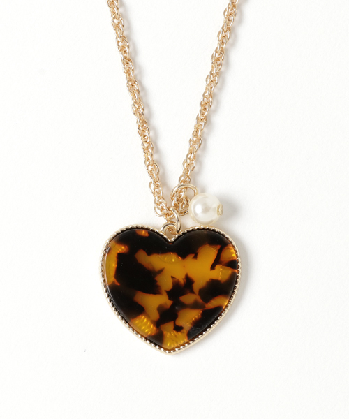 Heather(ヘザー)の「アクリルハートワントップネックレス 746804 (ネックレス・レディース・ブラウン系その他/ホワイト系その他・FREE)」の1枚目の写真