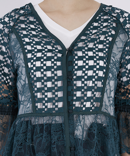 UNITED TOKYO（ユナイテッドトウキョウ）の「レースマキシロングワンピ（ワンピース・レディース・グリーン/ピンク/ブラック・1）」の5枚目の写真