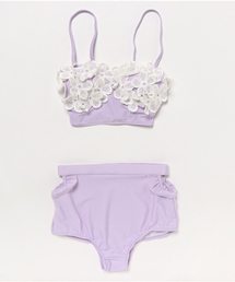 フラワーレースビスチェ+ハイウエストパンツビキニ