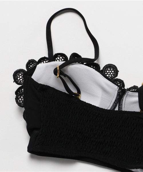 KOBE LETTUCE（コウベレタス）の「フラワーレースビスチェ＋ハイウエストパンツビキニ（水着・レディース・ピンク/ラベンダー/ブラック/サックスブルー・FREE）」の7枚目の写真