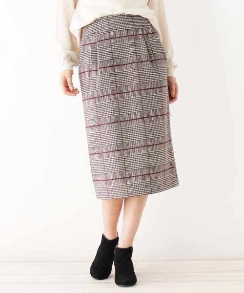 Index インデックス の シャギーチェックミディタイトスカート スカート Wear