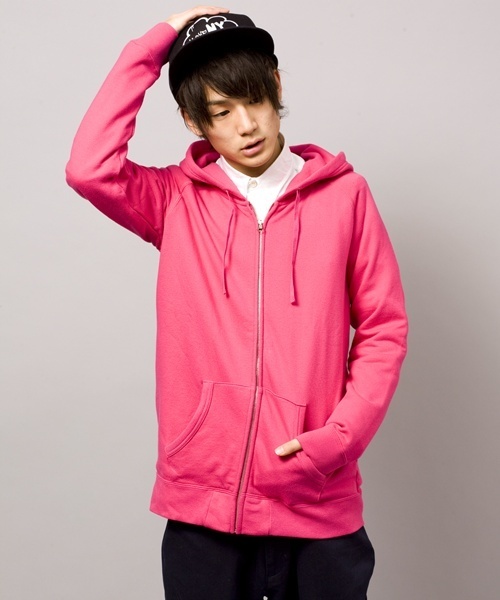 WEGO（ウィゴー）の「WEGO/裏毛カラーZIPパーカー（パーカー・メンズ・オフホワイト/ブラック/杢グレー/ケリー/ネイビー/マスタード/ピンク系その他/レッド・SMALL/MEDIUM/LARGE）」の7枚目の写真