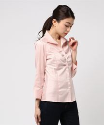 NARACAMICIE | ダブルストライプスタンドカラー七分袖シャツ(シャツ/ブラウス)