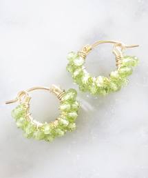 【marinaJEWELRY】14kgf/宝石質 Peridot pave pierced earring
