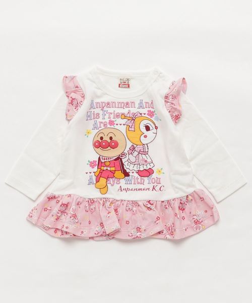 ANPANMAN KIDS COLLECTION(アンパンマンキッズコレクション)の「【アンパンマン】肩フリル長T(Tシャツ/カットソー)」|オフホワイト