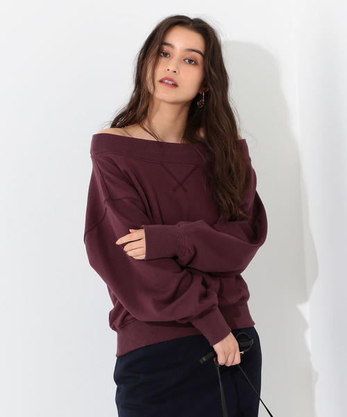 Jewel Changes(ジュエルチェンジズ)の「SMF オフショルダー ウラケ プルオーバー / スウェット(スウェット・レディース・ダークブラウン/ブラック/ベージュ・FREE)」の2枚目の写真