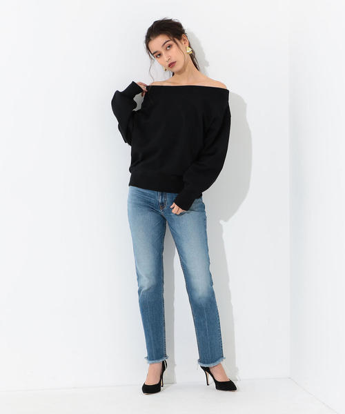 Jewel Changes(ジュエルチェンジズ)の「SMF オフショルダー ウラケ プルオーバー / スウェット(スウェット・レディース・ダークブラウン/ブラック/ベージュ・FREE)」の14枚目の写真