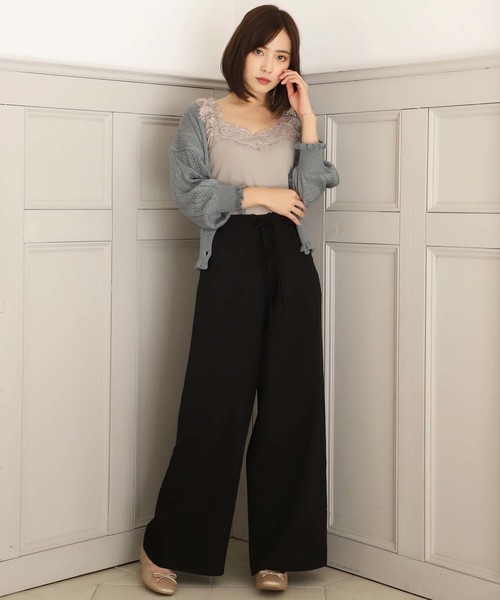 one after another NICE CLAUP(ワンアフターアナザーナイスクラップ)の「アイレットフリルカーディガン(カーディガン/ボレロ・レディース・アイボリー/ブラウン/ベージュ/グリーン系その他・FREE)」の5枚目の写真