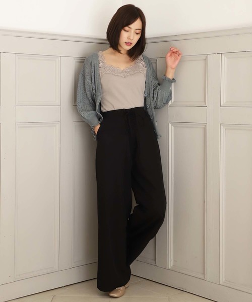 one after another NICE CLAUP(ワンアフターアナザーナイスクラップ)の「アイレットフリルカーディガン(カーディガン/ボレロ・レディース・アイボリー/ブラウン/ベージュ/グリーン系その他・FREE)」の7枚目の写真