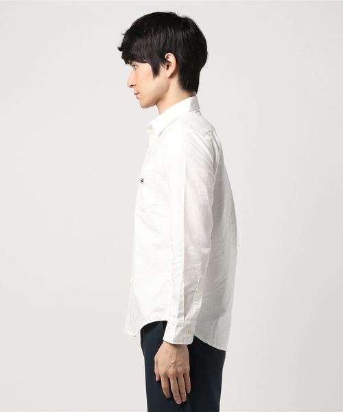 Purple&Yellow（パープルアンドイエロー）の「ワッペン付き オックス 長袖シャツ（シャツ/ブラウス・メンズ・ピンク/ブルー/アイボリー・SMALL/MEDIUM/X-SMALL/X-LARGE/LARGE）」の4枚目の写真