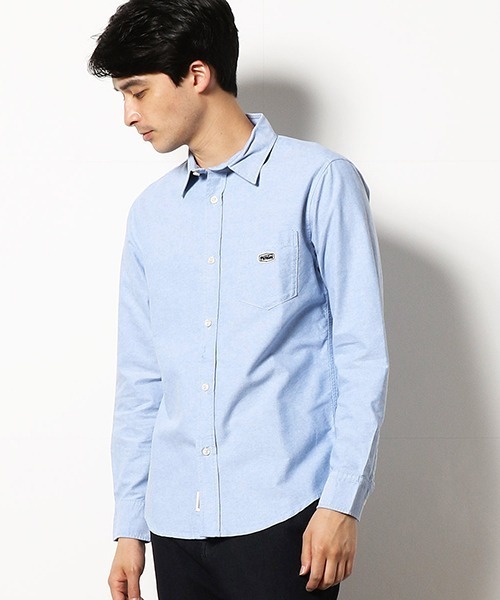 Purple&Yellow（パープルアンドイエロー）の「ワッペン付き オックス 長袖シャツ（シャツ/ブラウス・メンズ・ピンク/ブルー/アイボリー・SMALL/MEDIUM/X-SMALL/X-LARGE/LARGE）」の3枚目の写真