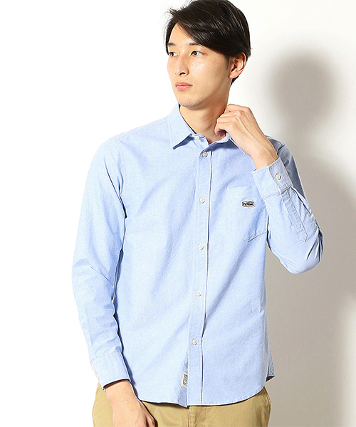 Purple&Yellow（パープルアンドイエロー）の「ワッペン付き オックス 長袖シャツ（シャツ/ブラウス・メンズ・ピンク/ブルー/アイボリー・SMALL/MEDIUM/X-SMALL/X-LARGE/LARGE）」の6枚目の写真