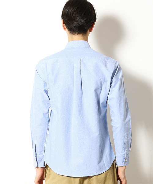 Purple&Yellow（パープルアンドイエロー）の「ワッペン付き オックス 長袖シャツ（シャツ/ブラウス・メンズ・ピンク/ブルー/アイボリー・SMALL/MEDIUM/X-SMALL/X-LARGE/LARGE）」の8枚目の写真