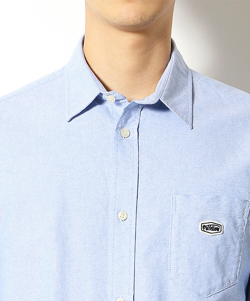 Purple&Yellow（パープルアンドイエロー）の「ワッペン付き オックス 長袖シャツ（シャツ/ブラウス・メンズ・ピンク/ブルー/アイボリー・SMALL/MEDIUM/X-SMALL/X-LARGE/LARGE）」の10枚目の写真