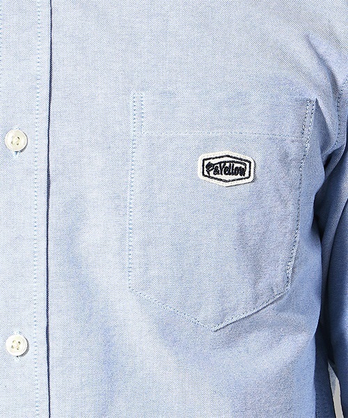 Purple&Yellow（パープルアンドイエロー）の「ワッペン付き オックス 長袖シャツ（シャツ/ブラウス・メンズ・ピンク/ブルー/アイボリー・SMALL/MEDIUM/X-SMALL/X-LARGE/LARGE）」の12枚目の写真