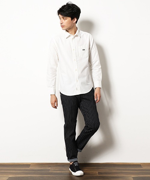 Purple&Yellow（パープルアンドイエロー）の「ワッペン付き オックス 長袖シャツ（シャツ/ブラウス・メンズ・ピンク/ブルー/アイボリー・SMALL/MEDIUM/X-SMALL/X-LARGE/LARGE）」の17枚目の写真