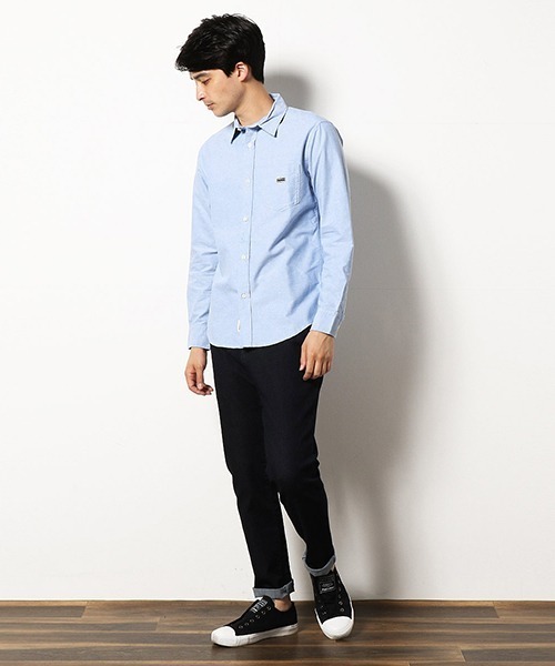 Purple&Yellow（パープルアンドイエロー）の「ワッペン付き オックス 長袖シャツ（シャツ/ブラウス・メンズ・ピンク/ブルー/アイボリー・SMALL/MEDIUM/X-SMALL/X-LARGE/LARGE）」の18枚目の写真