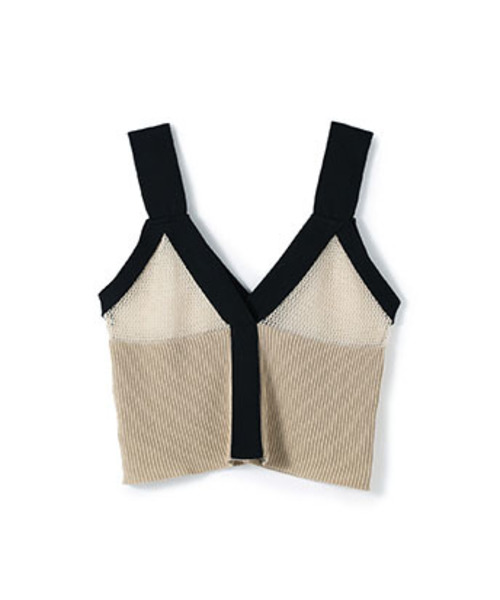 TAN（タン）の「【TAN】メッシュキャミソール 19SS-24（ベスト・レディース・ベージュ/ブラック/カーキ・FREE）」の3枚目の写真