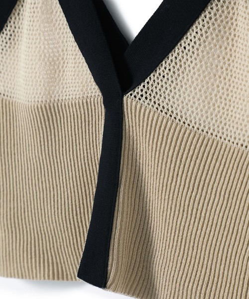 TAN（タン）の「【TAN】メッシュキャミソール 19SS-24（ベスト・レディース・ベージュ/ブラック/カーキ・FREE）」の4枚目の写真