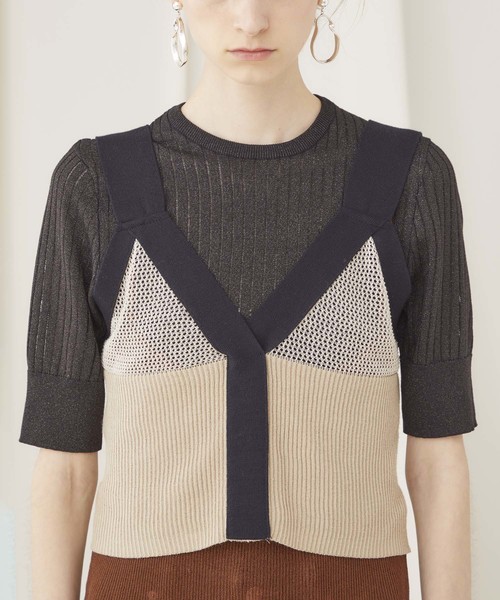 TAN（タン）の「【TAN】メッシュキャミソール 19SS-24（ベスト・レディース・ベージュ/ブラック/カーキ・FREE）」の11枚目の写真