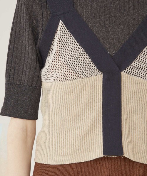 TAN（タン）の「【TAN】メッシュキャミソール 19SS-24（ベスト・レディース・ベージュ/ブラック/カーキ・FREE）」の12枚目の写真