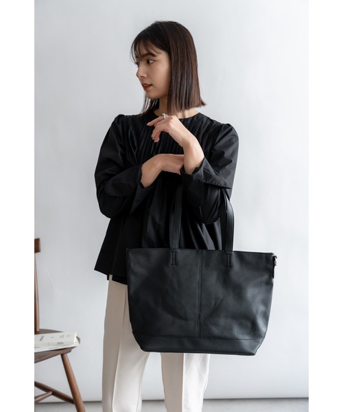 Control シンプル 合皮 ビジネス センター 刺繍 デザイン ミニ トート