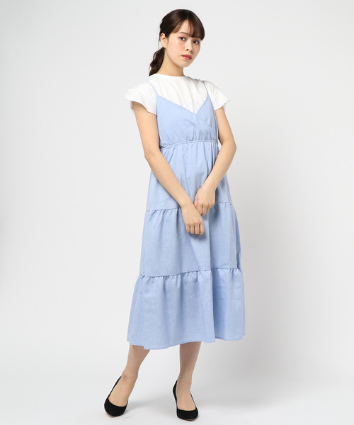 KOBE LETTUCE（コウベレタス）の「袖フリルカットソー&マキシ丈ティアードワンピース2点セット（ワンピース・レディース・ネイビー/ピンク系その他/ベージュ/ブルー・FREE）」の3枚目の写真
