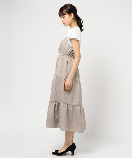 KOBE LETTUCE（コウベレタス）の「袖フリルカットソー&マキシ丈ティアードワンピース2点セット（ワンピース・レディース・ネイビー/ピンク系その他/ベージュ/ブルー・FREE）」の7枚目の写真