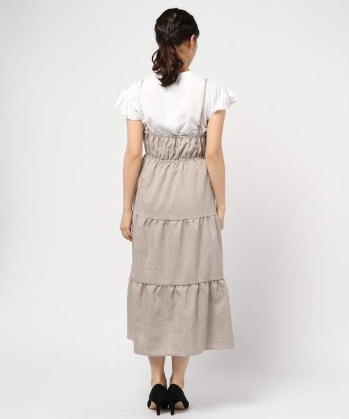 KOBE LETTUCE（コウベレタス）の「袖フリルカットソー&マキシ丈ティアードワンピース2点セット（ワンピース・レディース・ネイビー/ピンク系その他/ベージュ/ブルー・FREE）」の8枚目の写真