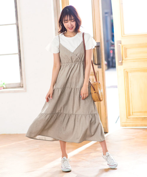 KOBE LETTUCE（コウベレタス）の「袖フリルカットソー&マキシ丈ティアードワンピース2点セット（ワンピース・レディース・ネイビー/ピンク系その他/ベージュ/ブルー・FREE）」の2枚目の写真