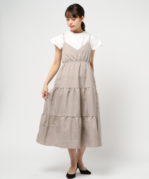 KOBE LETTUCE（コウベレタス）の「袖フリルカットソー&マキシ丈ティアードワンピース2点セット（ワンピース・レディース・ネイビー/ピンク系その他/ベージュ/ブルー・FREE）」の6枚目の写真