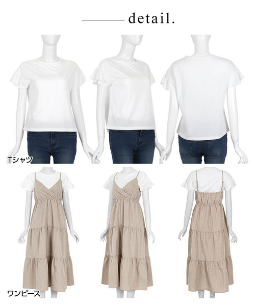 KOBE LETTUCE（コウベレタス）の「袖フリルカットソー&マキシ丈ティアードワンピース2点セット（ワンピース・レディース・ネイビー/ピンク系その他/ベージュ/ブルー・FREE）」の5枚目の写真