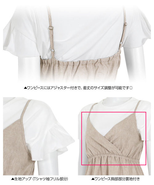 KOBE LETTUCE（コウベレタス）の「袖フリルカットソー&マキシ丈ティアードワンピース2点セット（ワンピース・レディース・ネイビー/ピンク系その他/ベージュ/ブルー・FREE）」の9枚目の写真