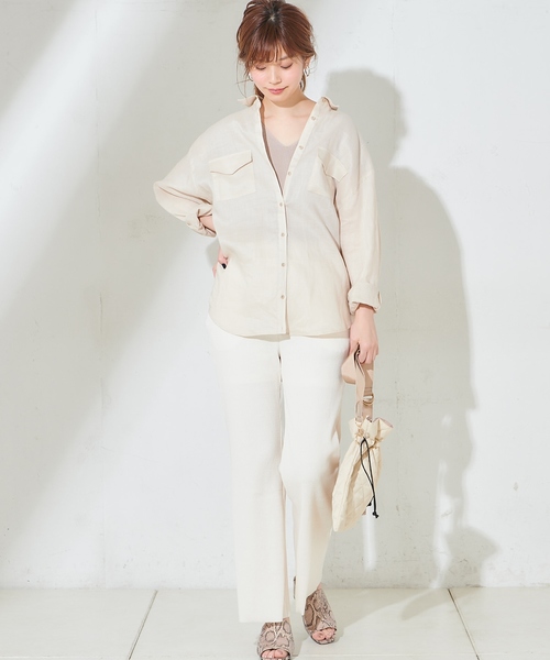 natural couture（ナチュラルクチュール）の「ややフレアリブパンツ（その他パンツ・レディース・アイボリー/ブラック/ベージュ・FREE）」の18枚目の写真