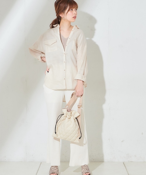 natural couture（ナチュラルクチュール）の「ややフレアリブパンツ（その他パンツ・レディース・アイボリー/ブラック/ベージュ・FREE）」の12枚目の写真