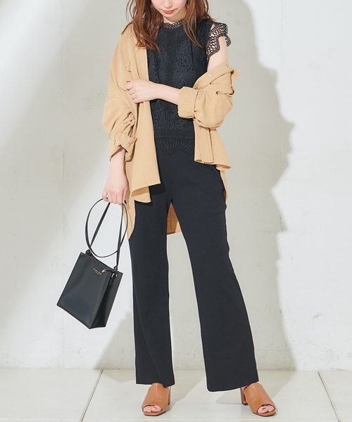 natural couture（ナチュラルクチュール）の「ややフレアリブパンツ（その他パンツ・レディース・アイボリー/ブラック/ベージュ・FREE）」の21枚目の写真