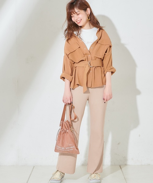 natural couture（ナチュラルクチュール）の「ややフレアリブパンツ（その他パンツ・レディース・アイボリー/ブラック/ベージュ・FREE）」の10枚目の写真