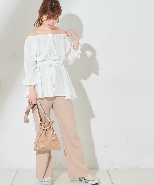 natural couture（ナチュラルクチュール）の「ややフレアリブパンツ（その他パンツ・レディース・アイボリー/ブラック/ベージュ・FREE）」の16枚目の写真