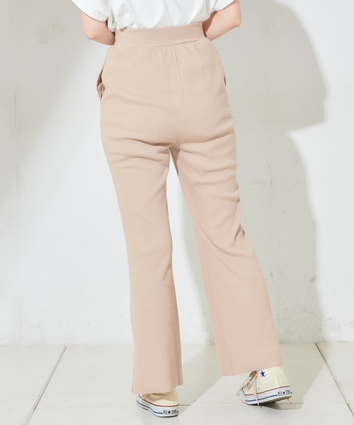 natural couture（ナチュラルクチュール）の「ややフレアリブパンツ（その他パンツ・レディース・アイボリー/ブラック/ベージュ・FREE）」の5枚目の写真