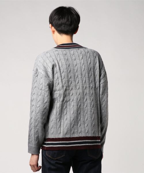 WEGO（ウィゴー）の「WEGO/ラインチルデンセーター（ニット/セーター・メンズ・ベージュ/ネイビー/ホワイト/杢グレー/レッド・MEDIUM/LARGE）」の7枚目の写真