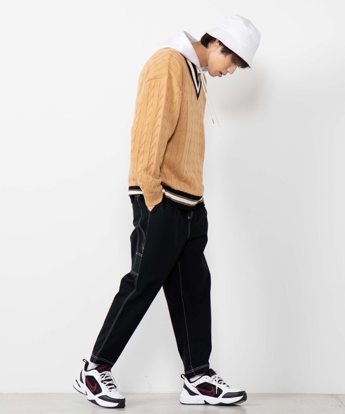 WEGO（ウィゴー）の「WEGO/ラインチルデンセーター（ニット/セーター・メンズ・ベージュ/ネイビー/ホワイト/杢グレー/レッド・MEDIUM/LARGE）」の19枚目の写真